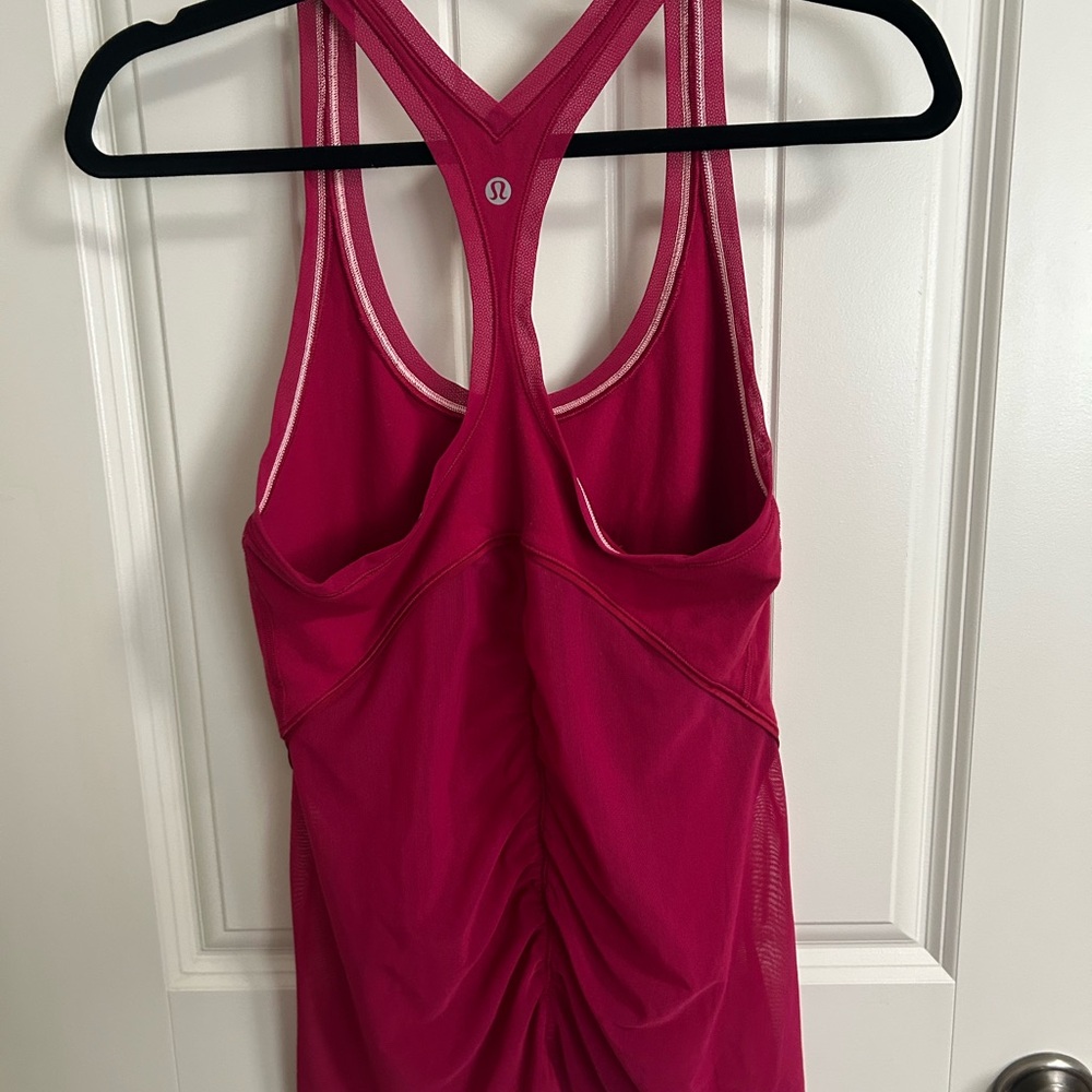 Lulu fuchsia Rouched Racerback Tank Top - Picture 2 of 9
